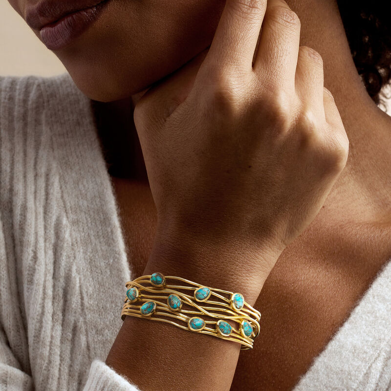 Turquoise Highway Cuff Bracelet in 18kt Gold Over Sterling image number 1