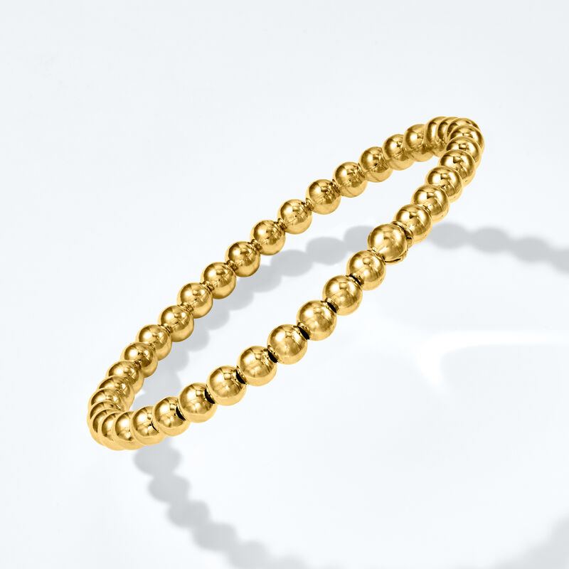 Italian 5mm 18kt Gold Vermeil Bead Stretch Bracelet image number 3