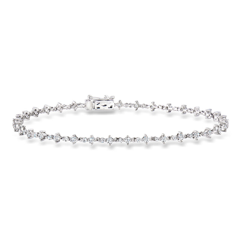 C. 1990 Vintage 1.45 ct. t.w. Diamond Bracelet in 18kt White Gold image number 0
