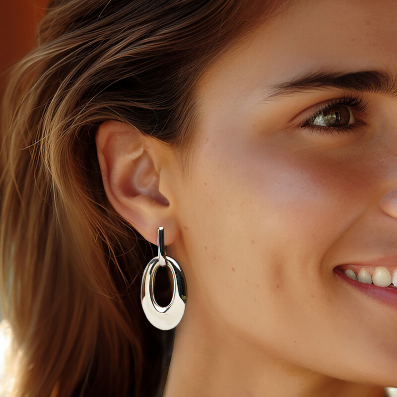 Italian Sterling Silver Doorknocker Earrings image number 1