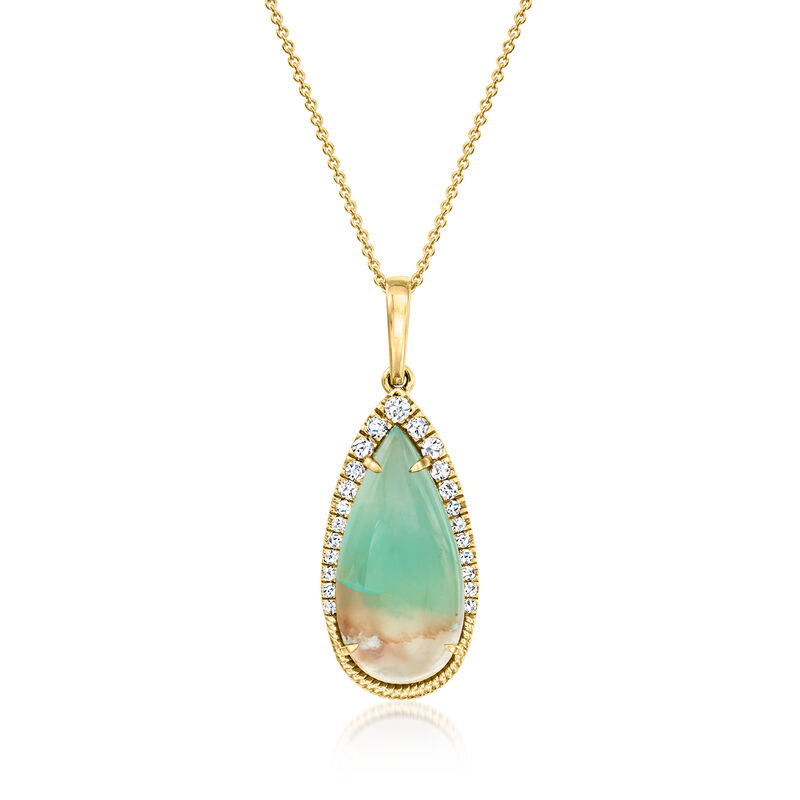 Le Vian Peacock Chalcedony and .24 ct. t.w. Vanilla Diamond Pendant Necklace in 14kt Honey Gold  image number 0