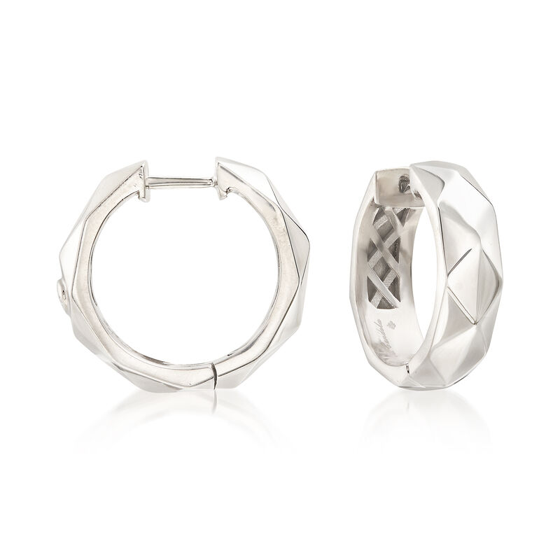 Andrea Candela &quot;Facetas&quot; Sterling Silver Huggie Hoop Earrings. 3/4&quot; image number 0