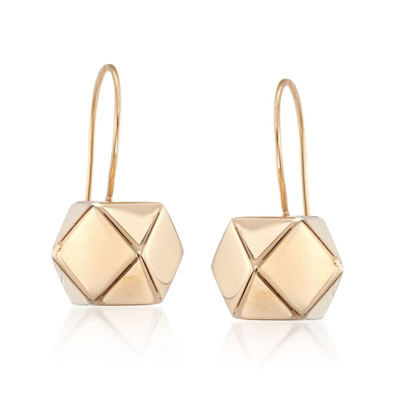 14kt Yellow Gold Hexagon Drop Earrings  image number 3