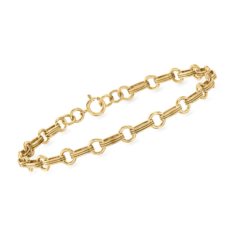 C. 1960 Vintage 10kt Yellow Gold Fancy-Link Bracelet. 7" image number 0