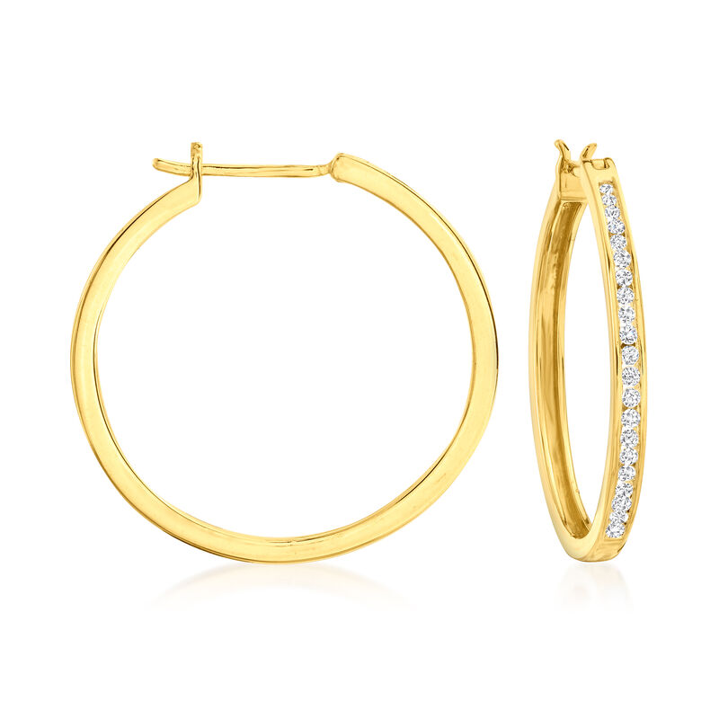 .50 ct. t.w. Diamond Hoop Earrings in 18kt Gold Over Sterling image number 0