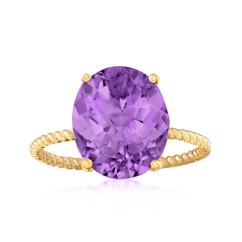 3.80 Carat Amethyst Ring in 14kt Yellow Gold image number 0