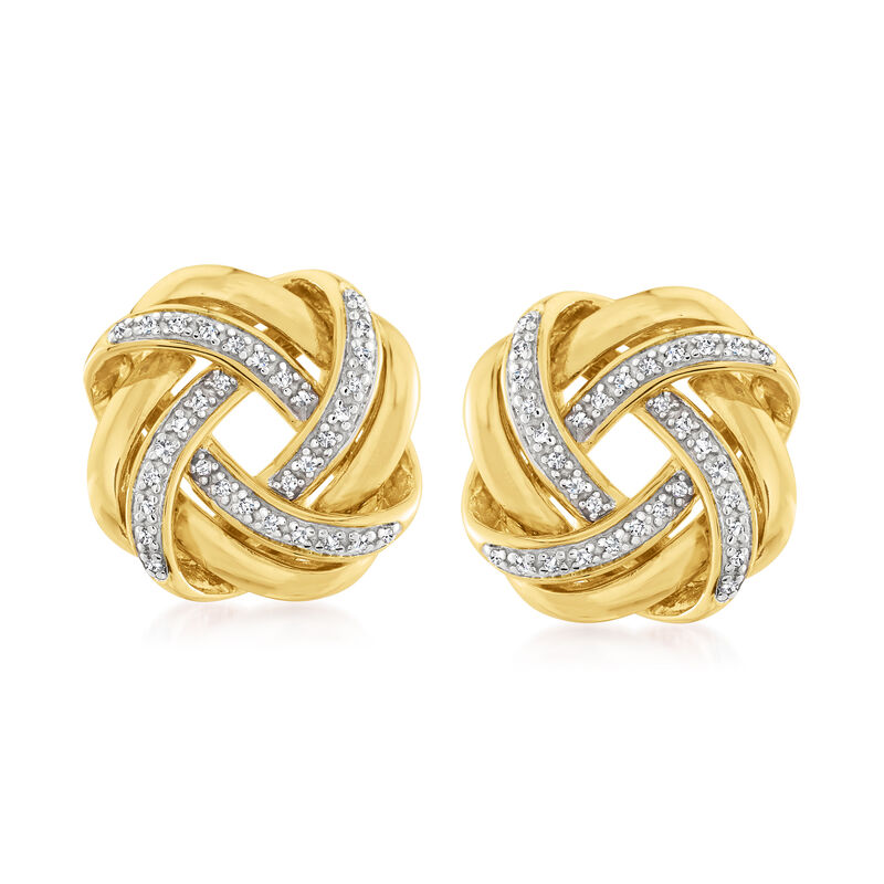 .20 ct. t.w. Diamond Love Knot Earrings in 18kt Yellow Gold Over Sterling image number 0