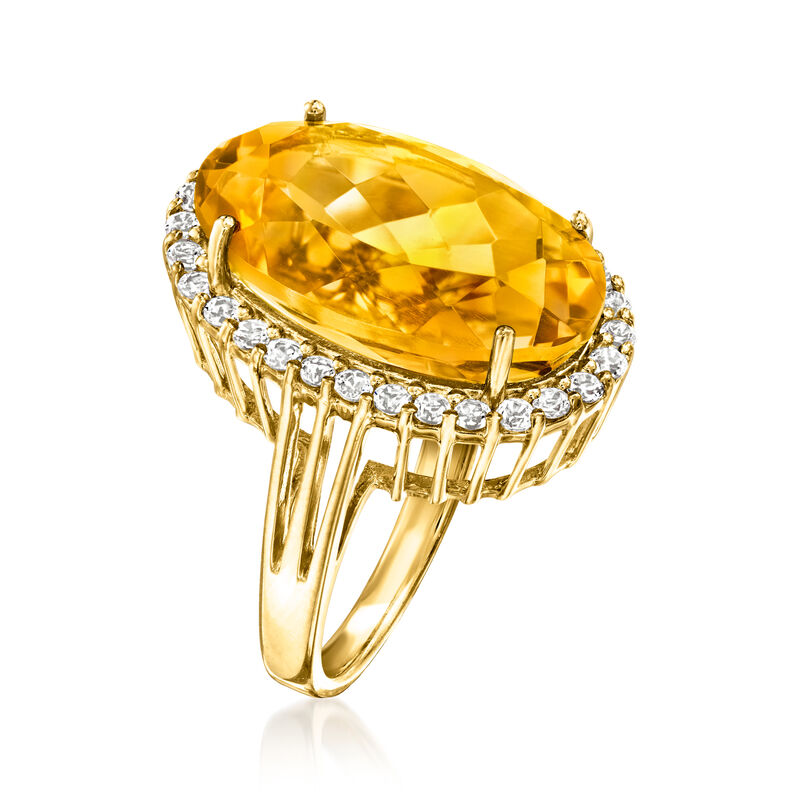 11.90 Carat Citrine and .95 ct. t.w. White Topaz Ring in 14kt Gold Over Sterling Silver. Size 5 image number 2