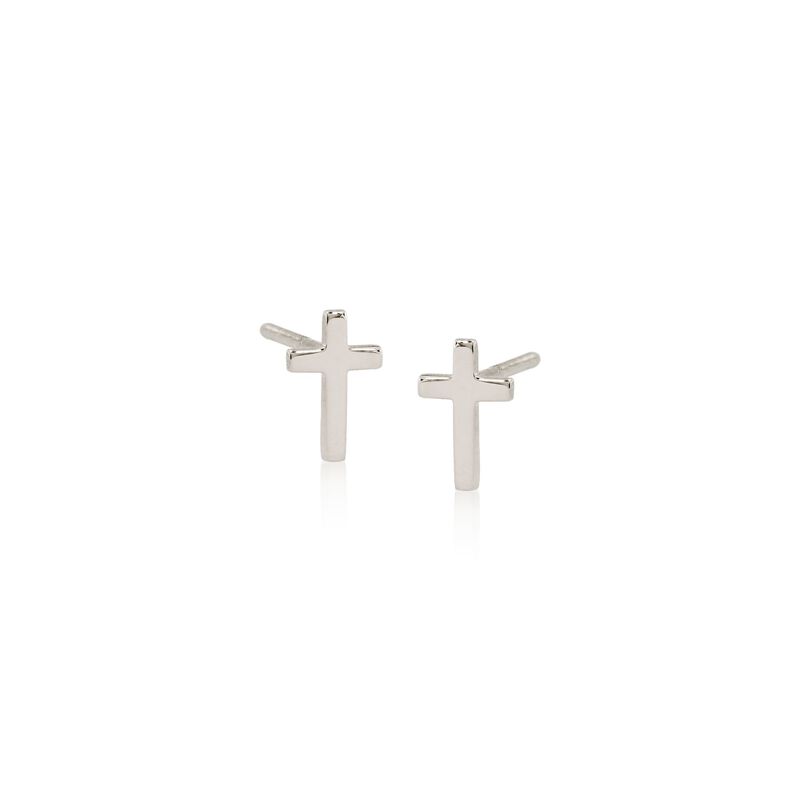 Child's 14kt White Gold Cross Earrings image number 0
