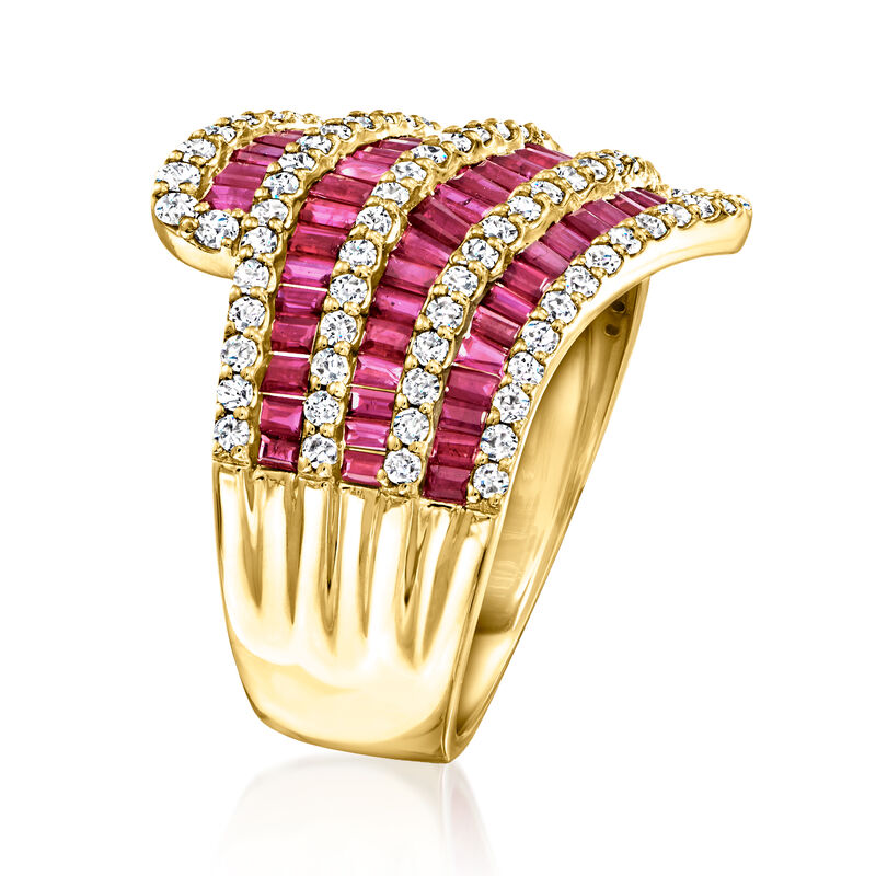 2.30 ct. t.w. Ruby and .85 ct. t.w. Diamond Ring in 14kt Yellow Gold. Size 6 image number 2