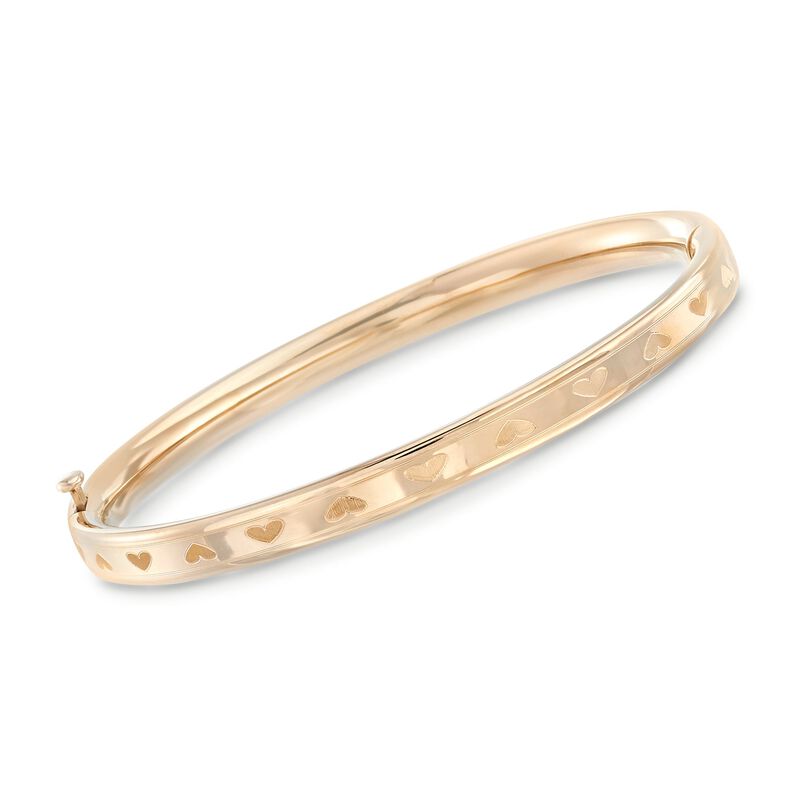 Baby's 14kt Yellow Gold Heart Bangle Bracelet. 4.5&quot; image number 0