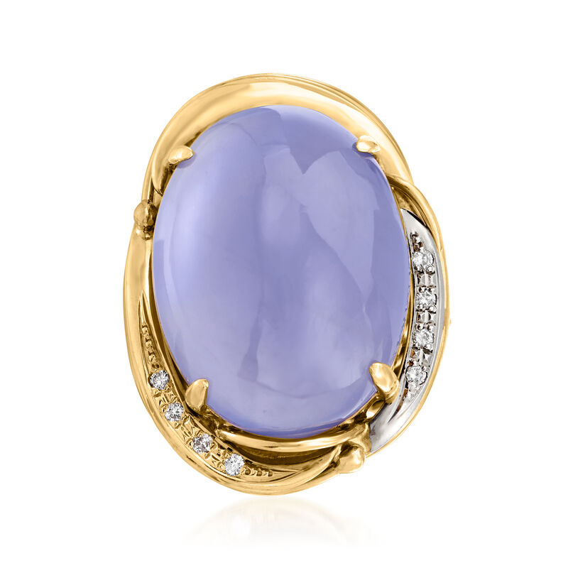 C. 1980 Vintage Chalcedony and .10 ct. t.w. Diamond Ring in 18kt Yellow Gold with Platinum image number 0