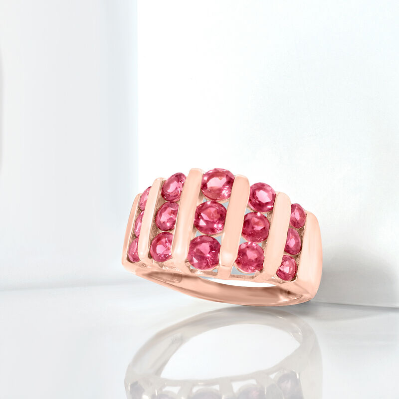 2.70 ct. t.w. Pink Tourmaline Ring in 18kt Rose Gold Over Sterling image number 3