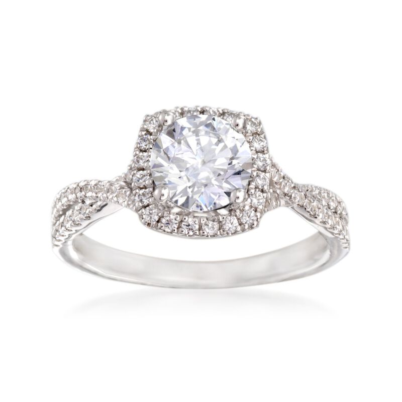 Simon G. .30 ct. t.w. Diamond Twisted Halo Engagement Ring Setting in 18kt White Gold. Size 7 image number 0