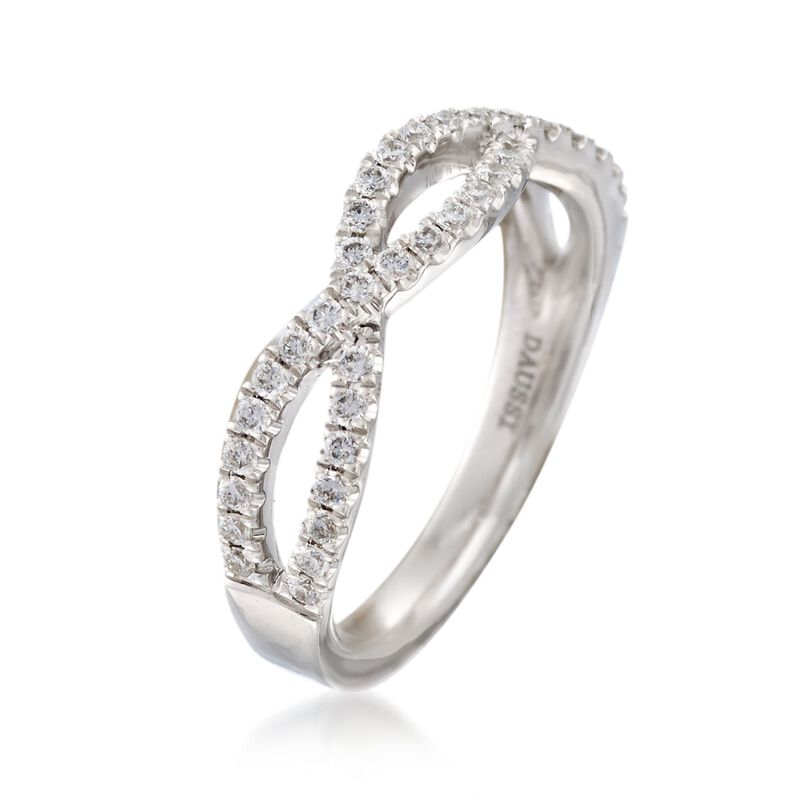 Henri Daussi .35 ct. t.w. Diamond Twisted Wedding Ring in 18kt White Gold image number 2