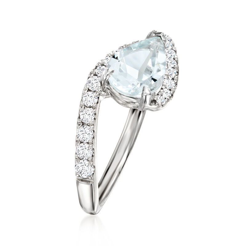 .80 Carat Aquamarine and .35 ct. t.w. Lab-Grown Diamond Ring in 14kt White Gold image number 2