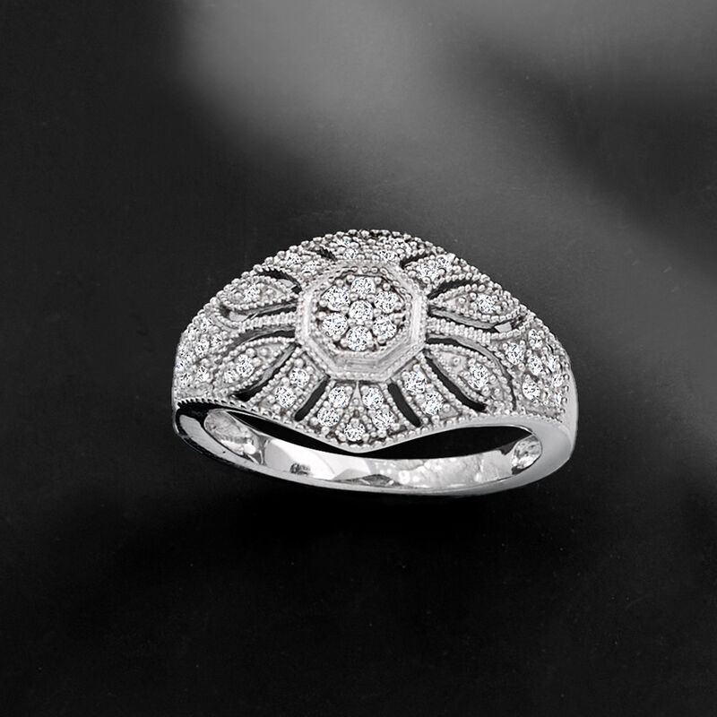 .25 ct. t.w. Diamond Vintage-Style Milgrain Ring in Sterling Silver image number 4