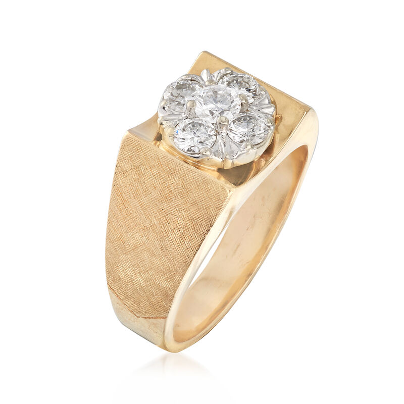C. 1970 Vintage Men's 1.10 ct. t.w. Diamond Cluster Ring in 14kt Yellow Gold. Size 10.5 image number 1