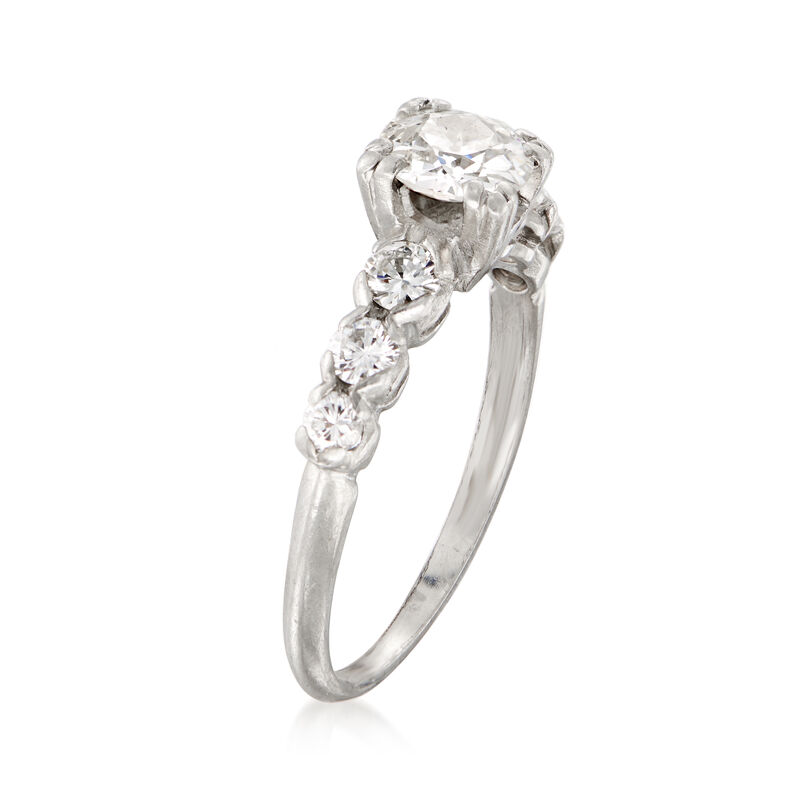 C. 1950 Vintage 1.15 ct. t.w. Diamond Engagement Ring in Platinum image number 2