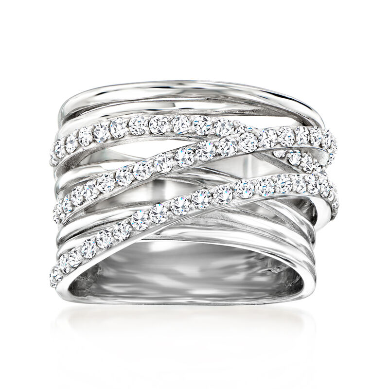 1.30 ct. t.w. White Zircon Highway Ring in Sterling Silver image number 0