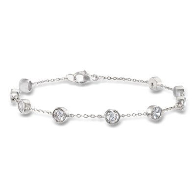 2.20 ct. t.w. Bezel-Set CZ Station Bracelet in Sterling Silver