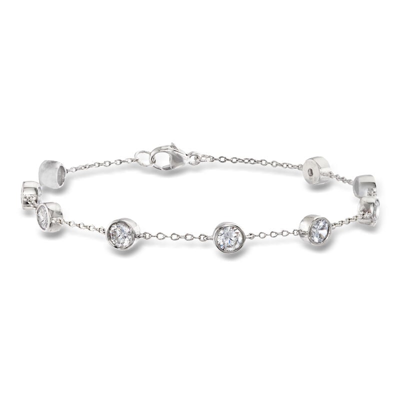 2.20 ct. t.w. Bezel-Set CZ Station Bracelet in Sterling Silver image number 0