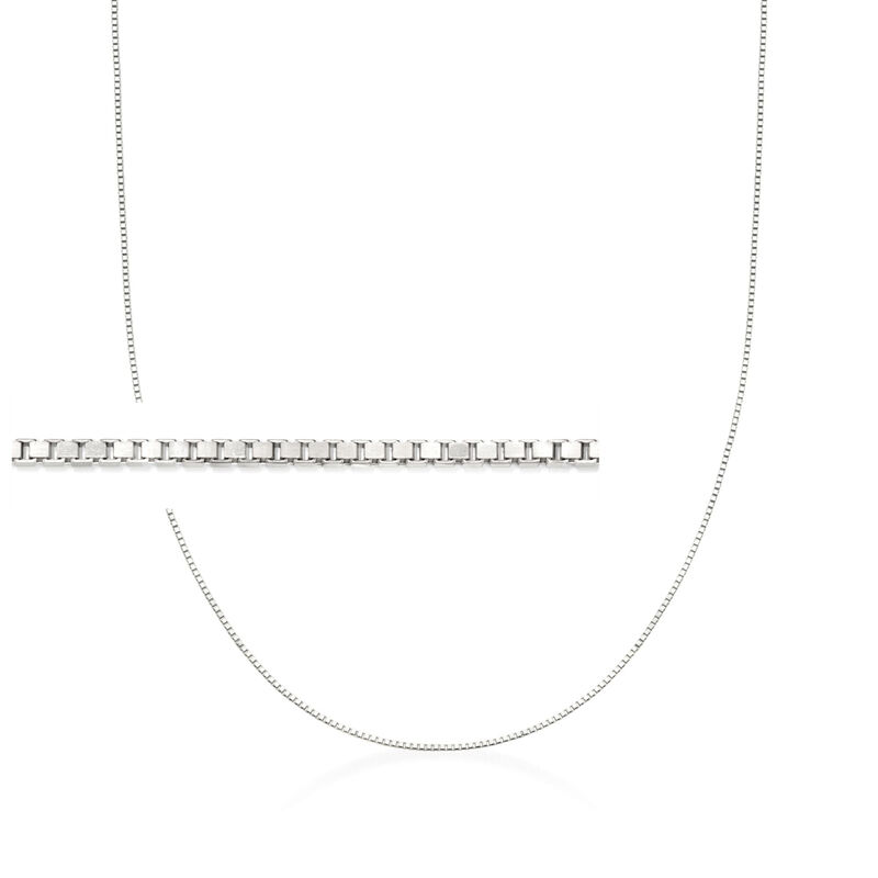 .7mm 14kt White Gold Adjustable Box-Chain Necklace image number 0