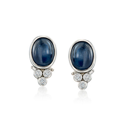 C. 1980 Vintage 6.00 ct. t.w. Sapphire Clip-On Earrings with .15 ct. t.w. Diamonds in 18kt White Gold
