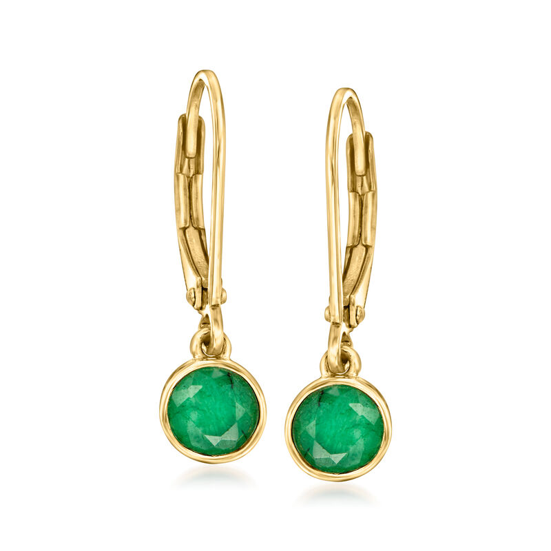 1.10 ct. t.w. Bezel-Set Emerald Drop Earrings in 18kt Gold Over Sterling  image number 0