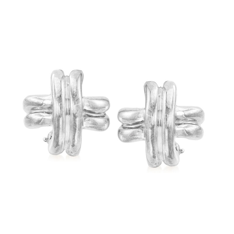 C. 1990 Vintage Tiffany Jewelry Sterling Silver X Earrings image number 0