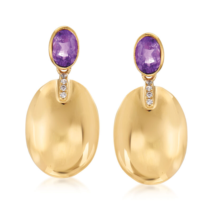 .90 ct. t.w. Amethyst Drop Earrings in 14kt Yellow Gold image number 0