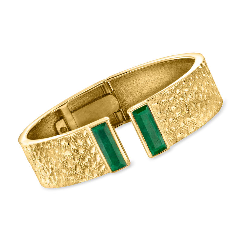 5.50 ct. t.w. Emerald Cuff Bracelet in 18kt Gold Over Sterling image number 0