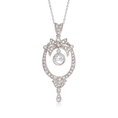 C. 1990 Vintage .82 ct. t.w. Diamond Pendant Necklace in 18kt White Gold