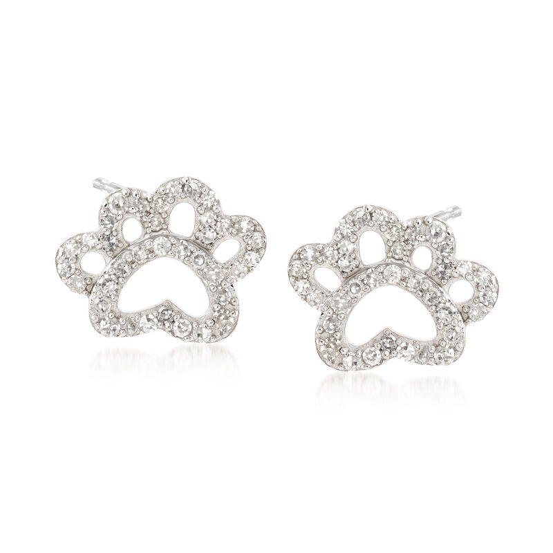 .15 ct. t.w. Diamond Open Paw Print Stud Earrings in Sterling Silver image number 0