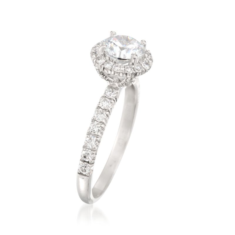 Simon G. .47 ct. t.w. Diamond Halo Engagement Ring Setting in 18kt White Gold image number 2