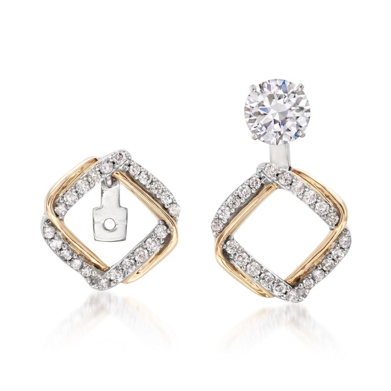 .25 ct. t.w. Diamond Interlocking Square Earring Jackets in 14kt Two-Tone Gold image number 0