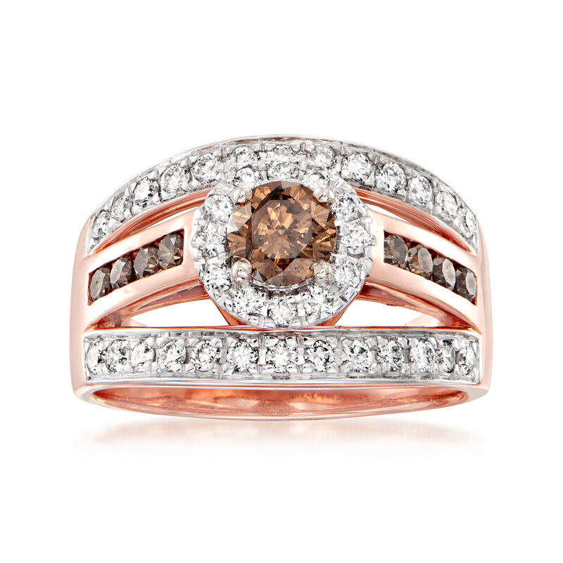1.45 ct. t.w. Brown and White Diamond Ring in 14kt Rose Gold image number 0