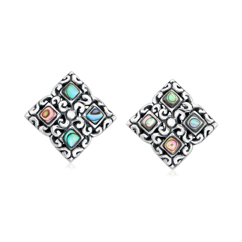 Abalone Shell Bali-Style Earrings in Sterling Silver image number 0