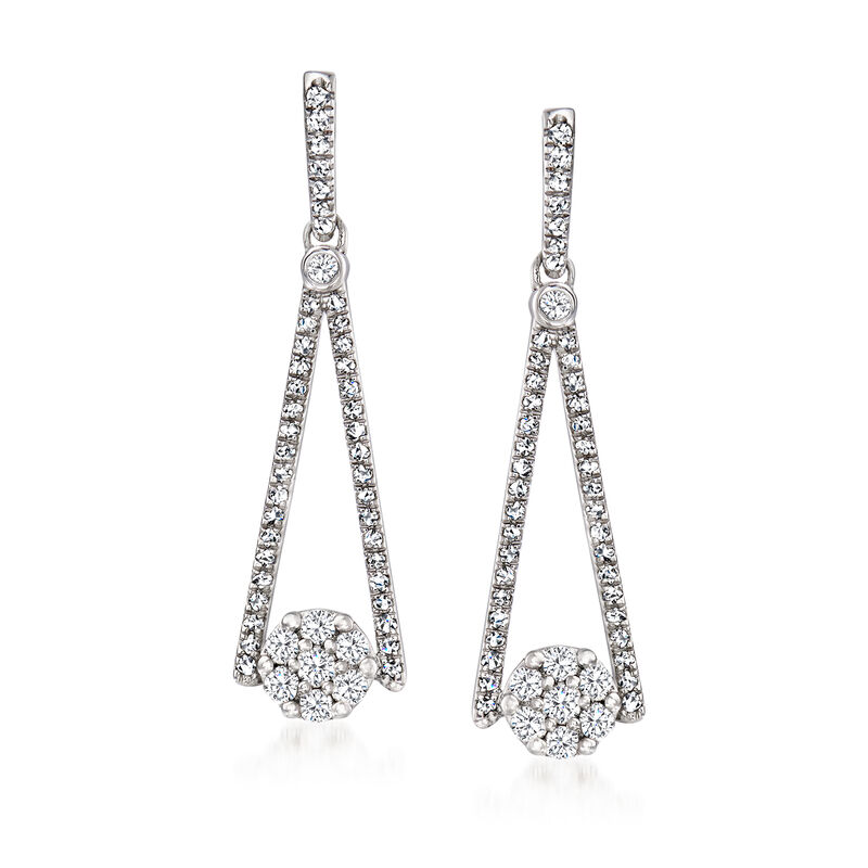 .50 ct. t.w. Diamond Cluster Drop Earrings in Sterling Silver  image number 0