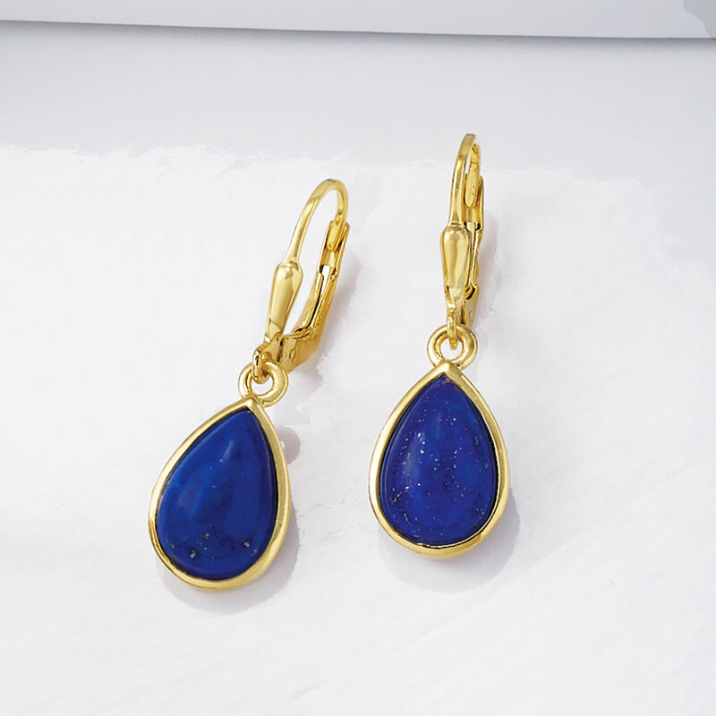 Lapis Teardrop Earrings in 18kt Gold Over Sterling  image number 2