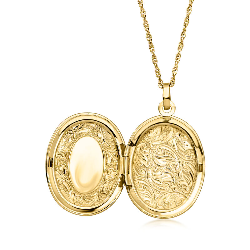 C. 1990 Vintage 14kt Yellow Gold Etched Locket Necklace. 17.5" image number 2
