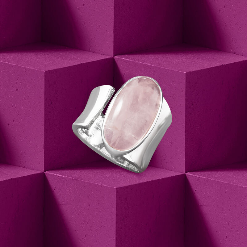 16.00 Carat Rose Quartz Wrap Ring in Sterling Silver image number 5