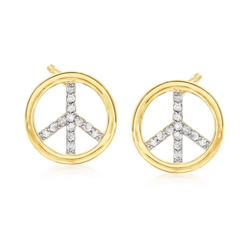 .50 ct. t.w. Diamond Peace Sign Earrings in 18kt Gold Over Sterling image number 0