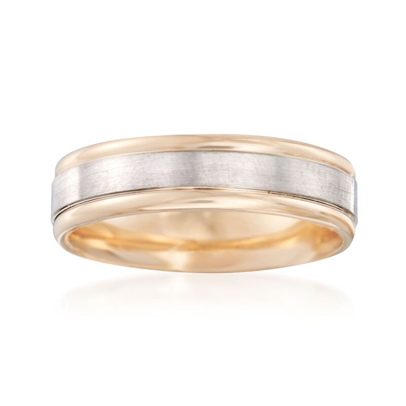 Men's 6mm 14kt Two-Tone Gold Wedding Ring image number 0
