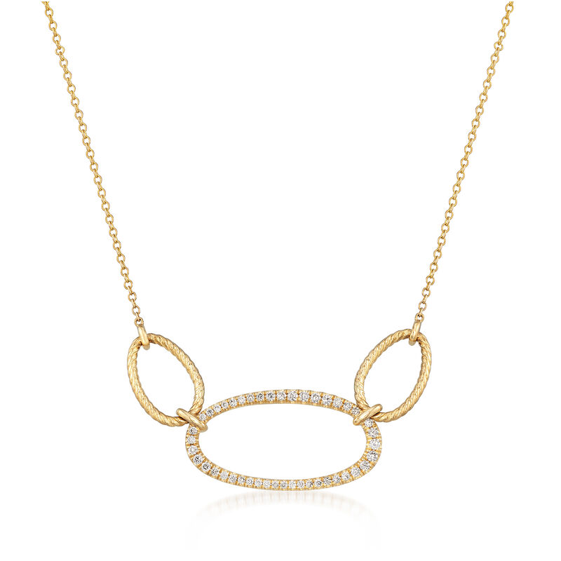 Gabriel Designs .26 ct. t.w. Diamond Triple Oval Necklace in 14kt Yellow Gold. 15.5&quot; image number 1