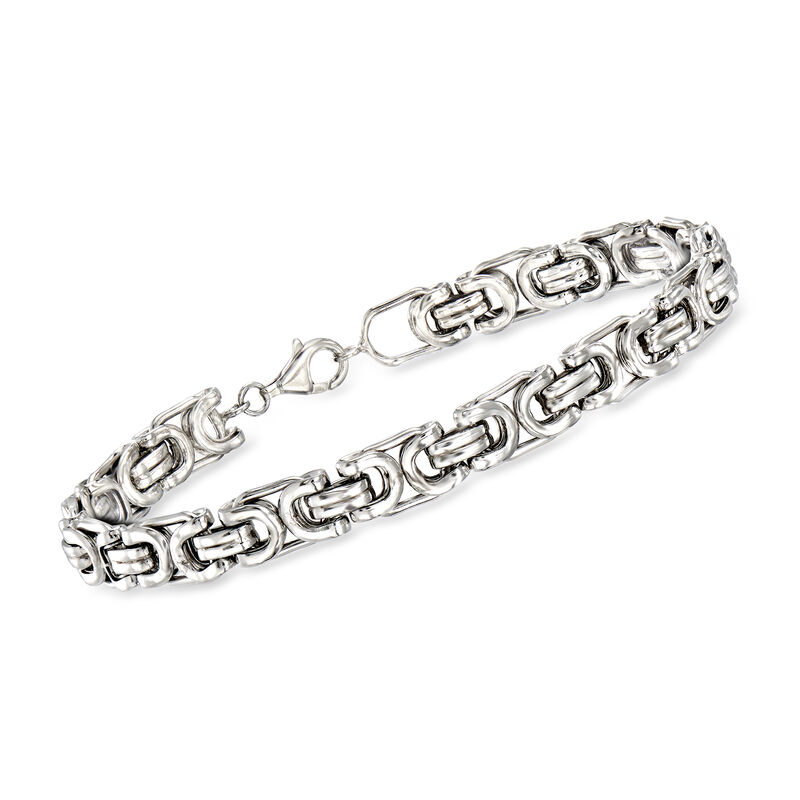 Men's Sterling Silver Byzantine Box Link Bracelet. 8.5&quot; image number 0