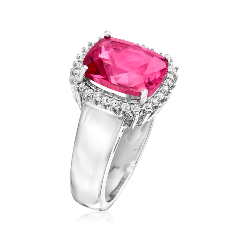 3.90 Carat Pink Topaz and .20 ct. t.w. White Topaz Ring in Sterling Silver. Size 8 image number 2