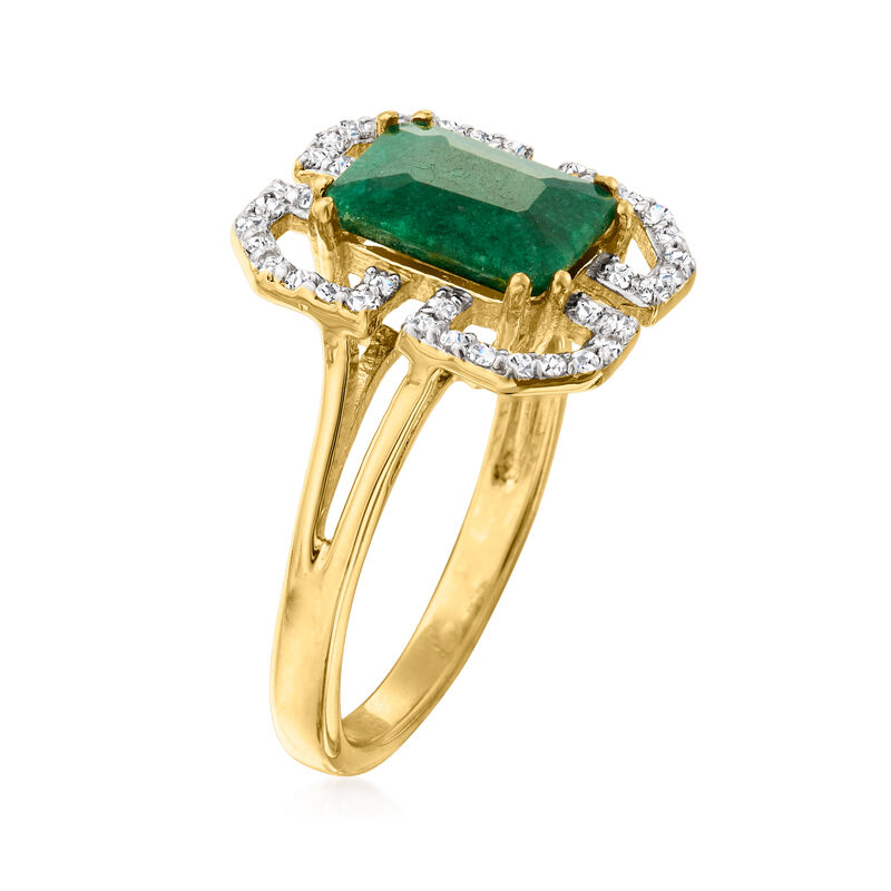 2.10 Carat Emerald and .40 ct. t.w. White Topaz Ring in 14kt Gold Over Sterling image number 2