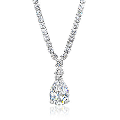 Sterling Silver-Plated Necklace with 6.20 ct. t.w. CZs