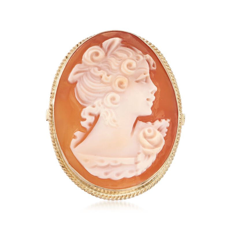 Italian Oval Shell Cameo Ring in 14kt Yellow Gold image number 0